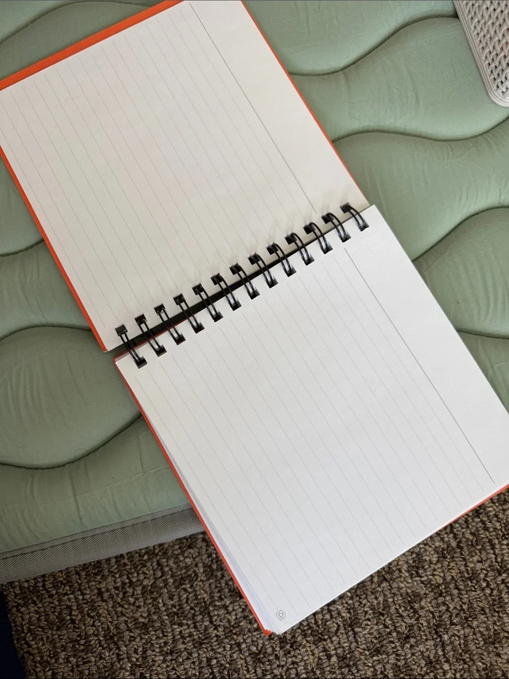 Orange Spiral-Bound Notebook with Teal Yoga Motif - Let That Shit Go